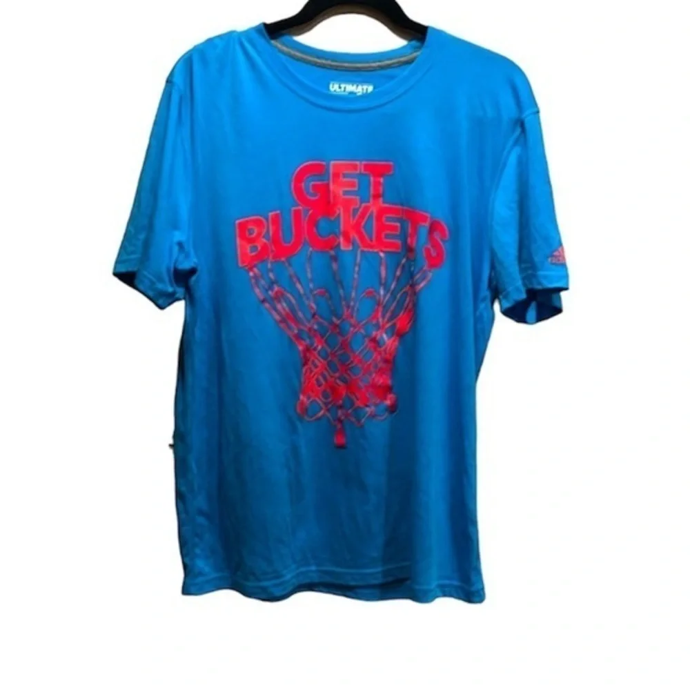 Adidas Men’s Basketball Get Buckets Blue T Shirt Climalite Size Large